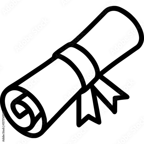 Diploma scroll outline icon vector