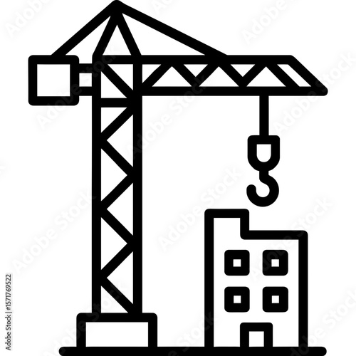 Construction crane outline icon vector