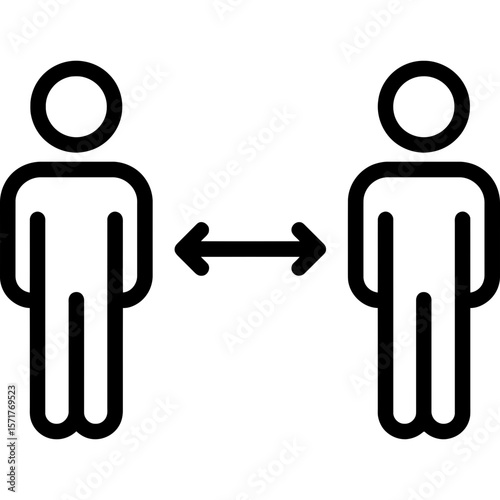 Social distance outline icon vector