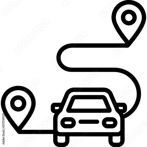 Driving distance outline icon vector