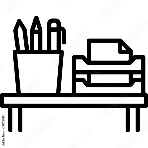 Desk organization outline icon vector
