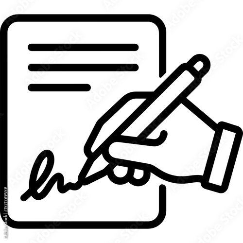 Signing document outline icon vector