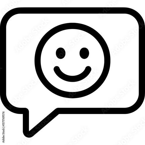 Emoji bubble with smiley face outline icon vector