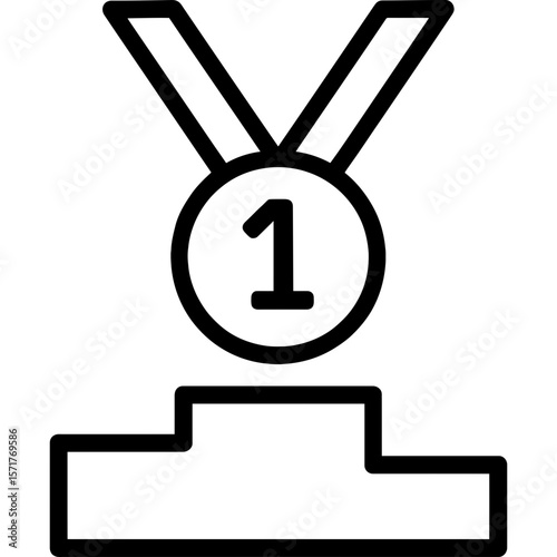 First place podium outline icon vector