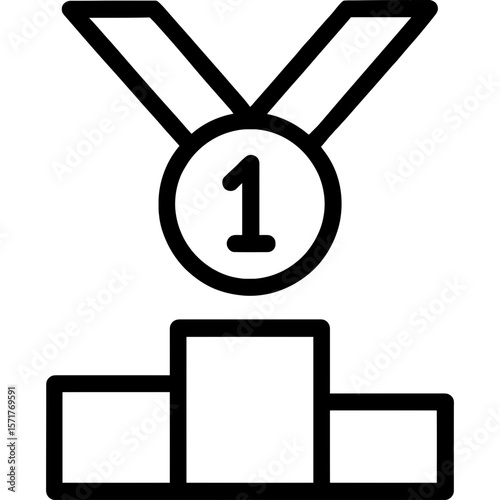 First place podium outline icon vector