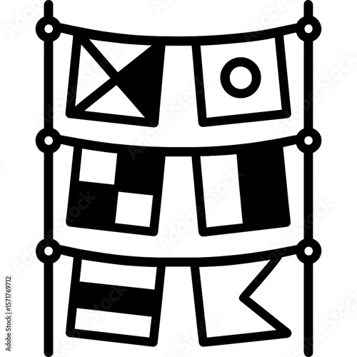 Marine signal flags outline icon vector