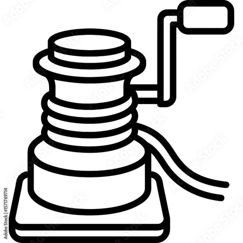 Marine winch outline icon vector