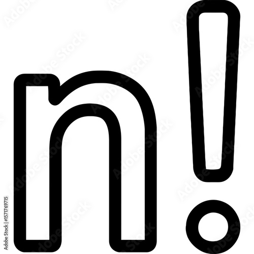 Factorial sign outline icon vector
