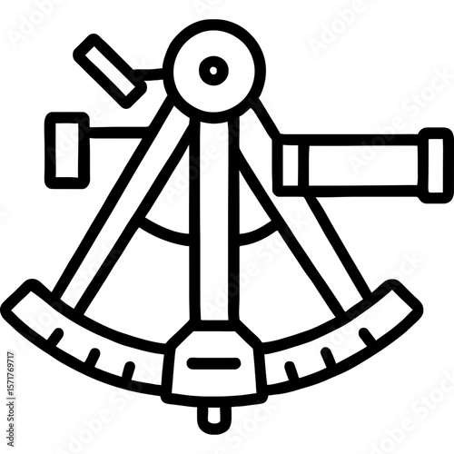Marine sextant outline icon vector