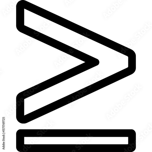 Greater than or equal sign outline icon vector