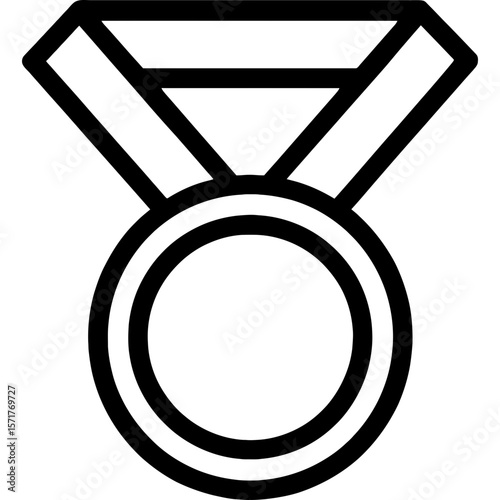 Medal with ribbon outline icon vector