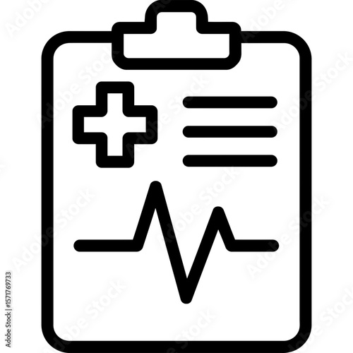 Medical chart clipboard outline icon vector