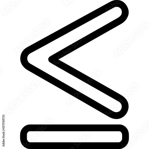 Less than or equal sign outline icon vector