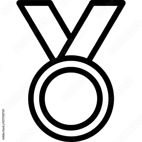 Medal with ribbon outline icon vector