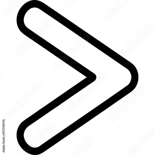 Greater than sign outline icon vector