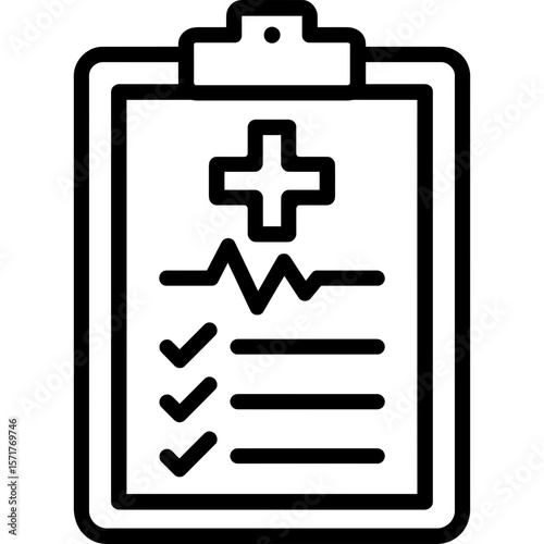Medical chart clipboard outline icon vector