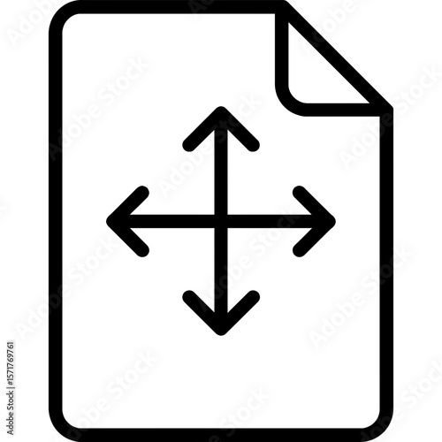 Move drag document action outline icon vector