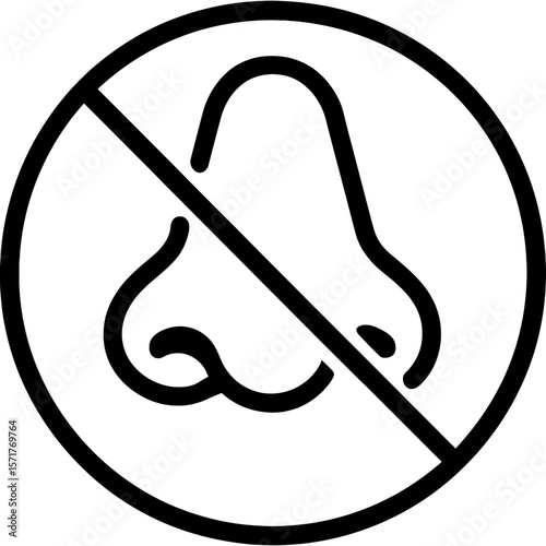 Odorless scent symbol with nose outline icon vector