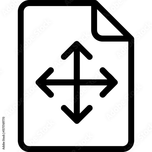 Move drag document action outline icon vector