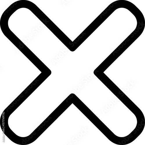 Multiplication sign outline icon vector