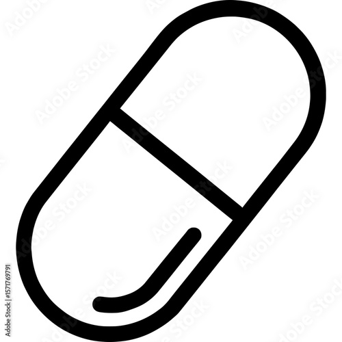 Pill capsule outline icon vector