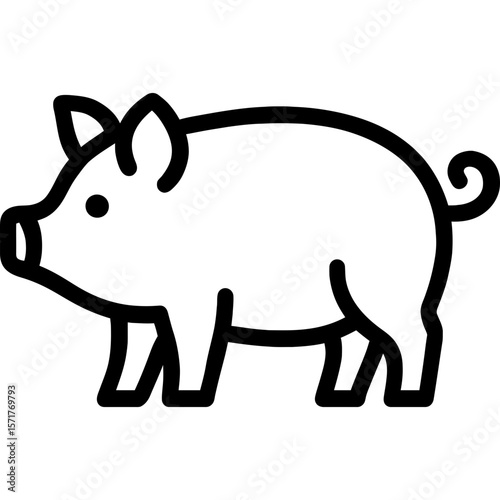 Pig side view outline icon vector