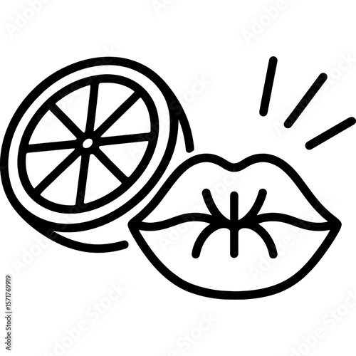 Sour taste outline icon vector