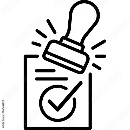 Stamp approval icon outline vector