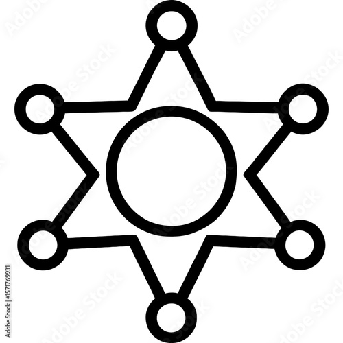 Star badge outline icon vector