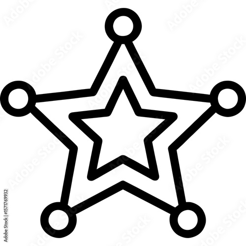 Star badge outline icon vector