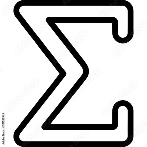 Sum symbol outline icon vector