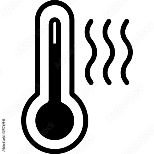 Hot temperature indicator thermometer outline icon vector