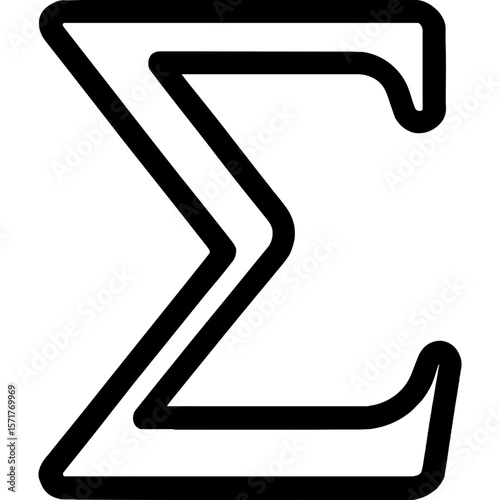 Sum symbol outline icon vector