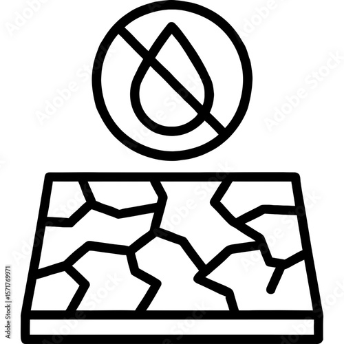 Dry texture surface crack outline icon vector