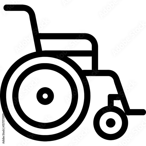 Wheelchair side view outline icon vector