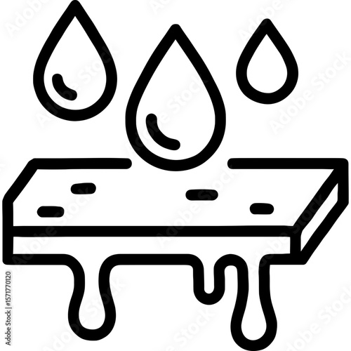 Wet texture with droplets and drips outline icon vector