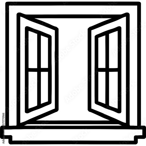 Window with panes outline icon vector