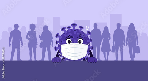 Worried Virus With Mask In The Cityscape During An Infectious Outbreak