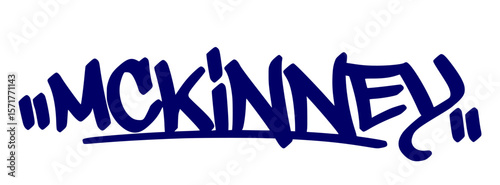 Mc Kinney graffiti tag in urban street art style, hand drawn lettering vector on transparent background.
