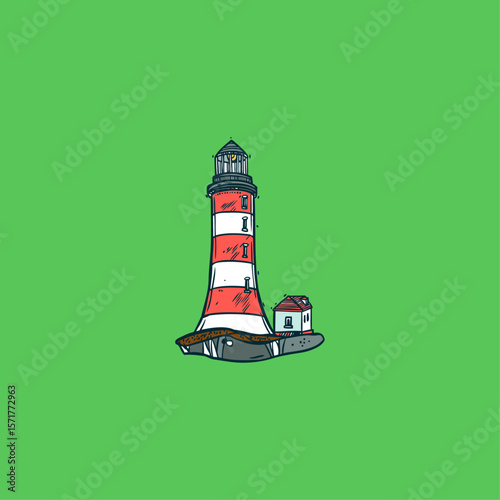 Lighthouse icon logo flat vector design