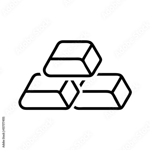 Clean outline icon of stacked gold bars. Ideal for financial apps, investment dashboards, banking visuals, or economic-themed UI projects.