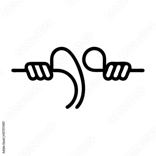 Black and white outline icon of barbed wire. Ideal for concepts of danger, restriction, fencing, or prison/security visuals.