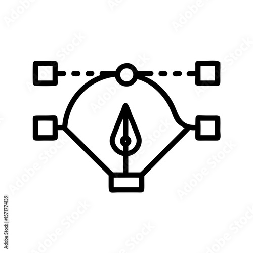 Outline icon of the pen tool for vector editing. Ideal for design software UI, graphic tutorials, creative tools dashboards, or UX elements in digital art platforms.