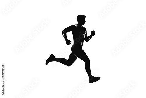 Dynamic Silhouette of a Runner in Motion.A powerful silhouette of a person running, conveying energy and athleticism.