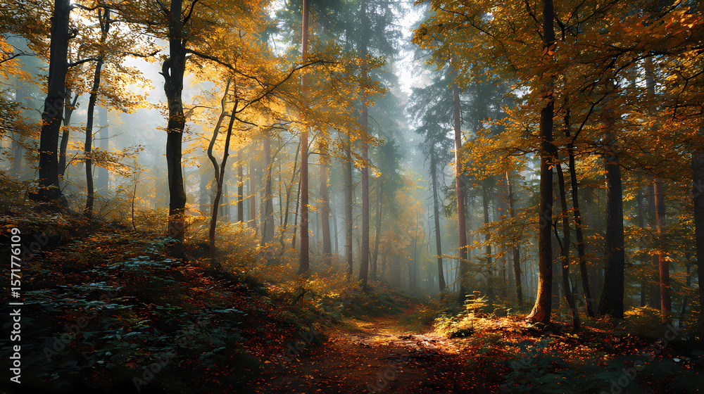 Fototapeta premium Fallen Leaves and Soft Light: The Soul of Autumn