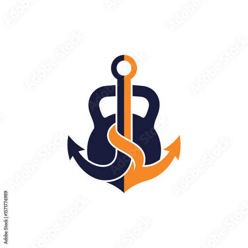 Unique gym logo combining anchor and barbell symbol for strength and stability