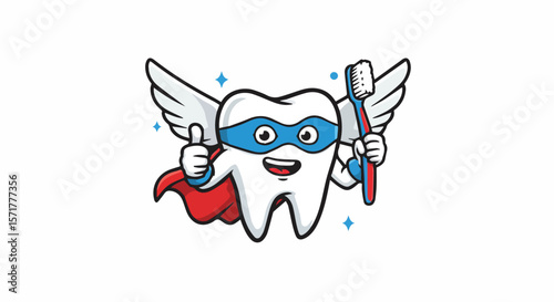  Superhero Tooth with Toothbrush and Cape