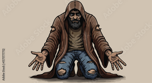 Sad Man Kneeling