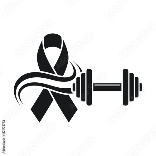 Barbell combined with awareness ribbon. Ideal for health campaigns with fitness focus