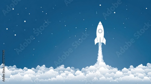 Rocket launching into night sky